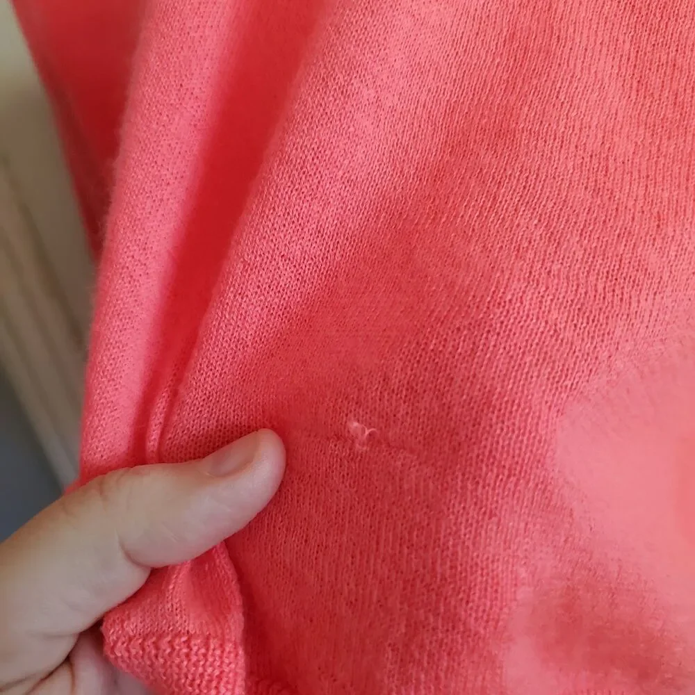 Calypso St Barth Coral 100% Cashmere Waterfall Open Front Cardigan Size M Preppy